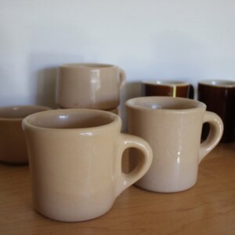 Vintage Heavy Diner Cups - Restaurant Ware Tepco Hall Burden, 2 mugs